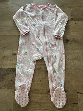 Souris mini Pink Heart Cloud One-Piece Footed Pajamas sz 12-18 months valentine